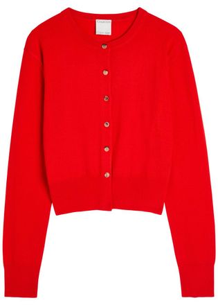 Calvin Klein Lila Wool Cardigan - Red - S (UK8-10 / S)