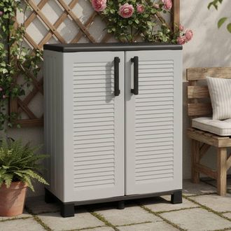 Dmora Mueble Para Exteriores O Interno Multiusos, Armario Bajo Con 2 Puertas Y 1 Estante De Polipropileno, 100% Made In Italy, 68x37h90 Cm, Color Gris - Dmo