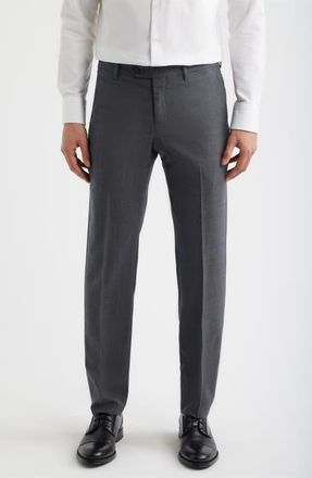 Berle Flat Front Tropical Weight Wool Dress Pants in Banker Gray at Nordstrom, Size 36