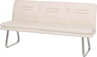 Hhg [nunca Usado] Banco Hhg-911, Banco De Comedor, Banco Tapizado, Respaldo De Tela/tejido, Acero Inoxidable Cepillado, Beige Crema, 180 Cm