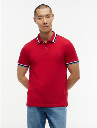 Tommy Hilfiger Mens Regular Fit Tipped Polo - Red - XL