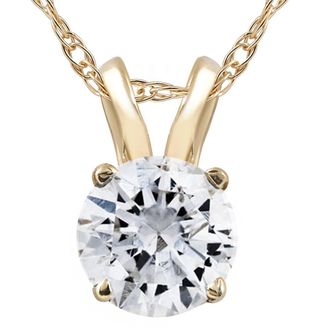 Pompeii3 5/8ct Round Diamond Solitaire Pendant 14K Yellow Gold