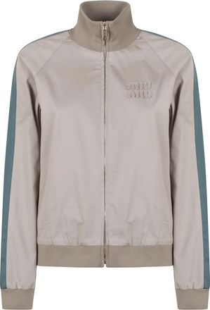 Miu Miu Old Twill Jacket - Dames - Vesten met rits - Groen - S - Katoen - Hoodies & sweatvesten