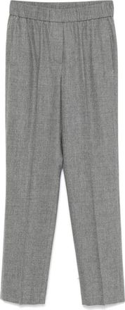 PESERICO Elastische Taille Wollen Broek - Dames - Vrijetijds broeken - Grijs - L - Wol - Broeken