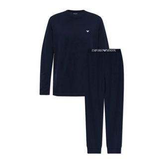 Emporio Armani Pyjamaset - Heren - Nachtkleding & Lounge - Blauw - Maat: S Katoen