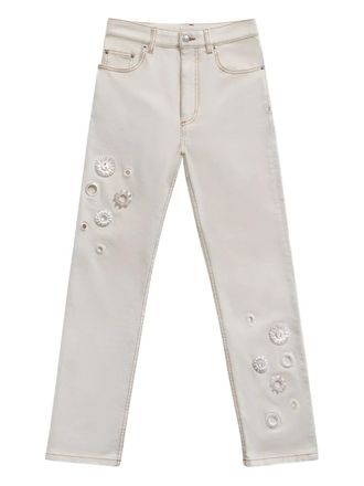 Area cut out-detail jeans - White