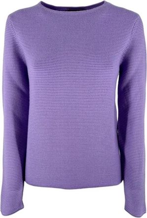 La Fileria Rondgebreide Ribgebreide Trui - Dames - Ronde hals truien - Paars - 2XL - Truien & Vesten