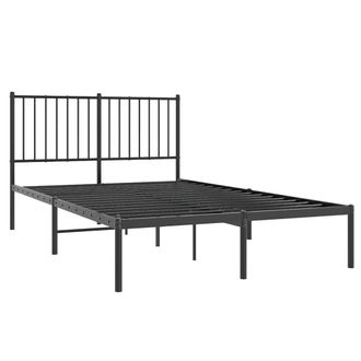 Berkfield Home Metal Bed Frame with Headboard Black 120x200 cm | Size: Small Double