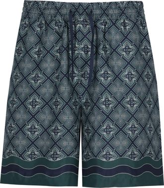 Casablanca Green Radiating Monogram Silk Shorts
