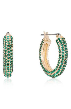 Ettika Cubic Zirconia Tube Hoop Earrings in Green at Nordstrom