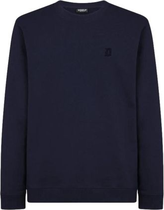 Dondup Regular fit sweater met ronde hals van katoen - Heren - Sweatshirts - Blauw - 2XL - Katoen - Hoodies & sweatvesten