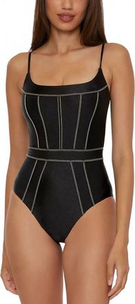 BECCA by Rebecca Virtue Color Sheen Corset Seamed One Piece Swimsuit In Black