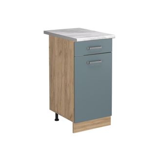 Vicco Mueble Bajo De Cocina R-line, Gris Azulado/roble Dorado, 40 Cm Encimera M&aacute;rmol, Vicco
