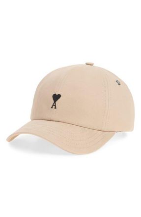 Ami Ami de Coeur Embroidered Adjustable Baseball Cap in Beige Taupe at Nordstrom