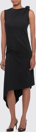 Coperni Asymmetric Off-the-Shoulder Jersey Midi Dress with Flower Detail
