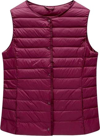 ICEGREY Womens Collarless Lightweight Gilet Quilted Zip Vest Wine Red 16