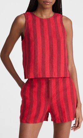 Madewell Tie-Back Linen Shell Top in Enamel Red at Nordstrom, Size Xx-Large