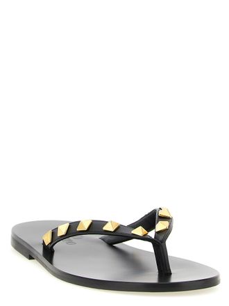 Valentino Garavani Rockstud Thong Sandal - Black
