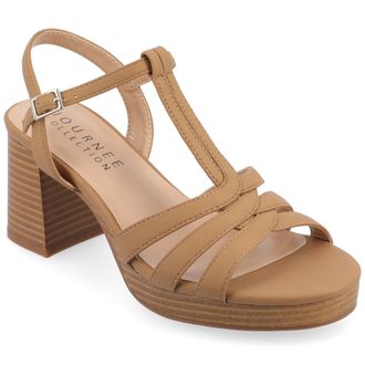 Journee Collection Womens Alyce Faux Leather Platform Sandals