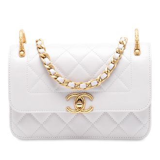 Chanel Tweedehands Cc Gequilted Kalfsleer Enkele Klep