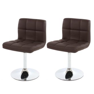 Hhg Hhg - Nunca Usado] Lote De 2 Sillas De Comedor Silla Giratoria Silla Kavala Imitaci&oacute;n Cuero Cromo, Marr&oacute;n