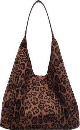 Generic Women Suede Large Tote Bag Leopard Print Purse and Handbag Magnetic Closure Trendy Satchel Bag for Work Travel (Brown)