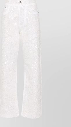 Parosh sequin-embellished straight leg jeans with belt loops