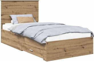 vidaXL Bed Frame with Drawer Artisan Oak 100 x 200 cm Engineered Wood vidaXL
