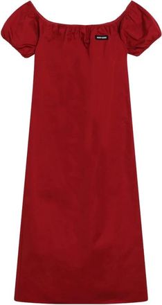 Miu Miu Poplin Midi Jurk - Dames - Korte kleedjes - Rood - XS - Katoen - Kleedjes