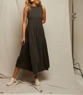 perfectwhitetee Slub Jersey Tiered Dress In Vintage Black