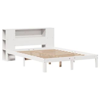 Berkfield Home Decorative Bookcase Bed Frame White 150x200 cm King Size Solid Wo
