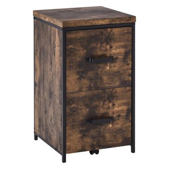 Carter's Vinsetto 70cm Industrial Filing Cabinet With 2 Drawers - Hanging File Folder - Vertical Home Office Organizer For A4 Letter Size - Black Brown W/ Draw