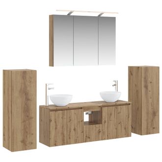 vidaXL Juego De Muebles De Ba&ntilde;o 6 Pcs Roble Artesanal Vidaxl