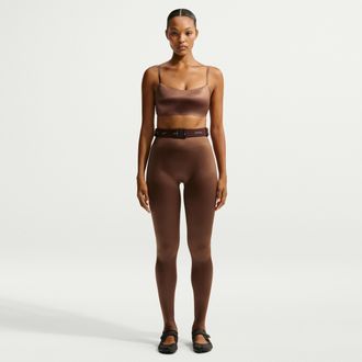 Nike Womens SKIMS Satin Shine High-Waisted Bonded 29 Leggings in Brown | IR8690-263