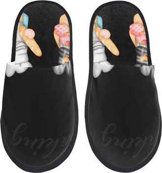 Generic Slippers For Men Little Chef Gnome Print House Slippers For Women Anti-Skid Winter MenS Warm Slip On Slipper, For Hotel, Travel, Indoor Outdoor, M