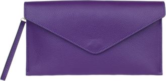 Girly HandBags Womens Italian Genuine Leather Envelope Clutch Bag (Dark Purple)