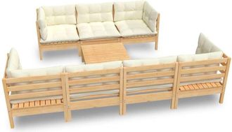 vidaXL Muebles De Jard&iacute;n 8 Piezas Cojines Madera Maciza De Pino Vidaxl