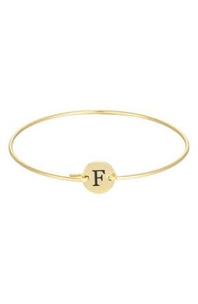 Adornia Tarnish Resistant 18K Gold Plated Initial Bangle Bracelet in Gold-F at Nordstrom Rack