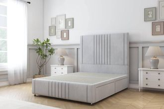 Sloomy Harrington Naples Divan Base 2 Drawers 26 Headboard & 12 Footboard in Silver | Size: Single