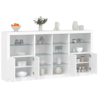 vidaXL Aparador Con Luces Led Blanco 202x37x100 Cm Vidaxl