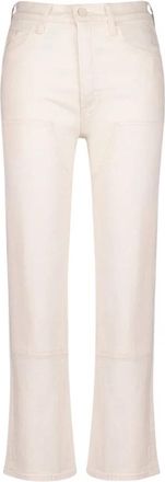 Mother Hoge taille rits enkel katoenen jeans - Dames - Regular Fit Jeans - Wit - W24 - Katoen - Jeans
