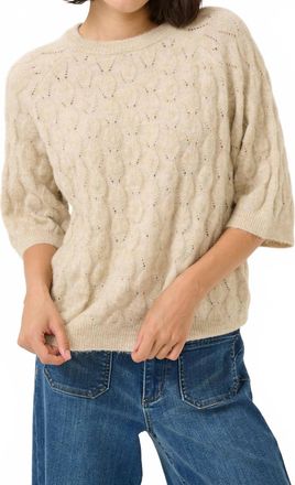 Kaffe Malene Half Sleeve Round Neck Pullover Sweater In Feather Grey Melange
