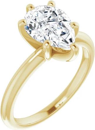 Pompeii3 2Ct Pear Moissanite Solitaire Engagement Ring 14k White Yellow or Rose Gold