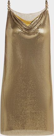 Versace Sleeveless Cowl-Neck Metal Mesh Mini Dress