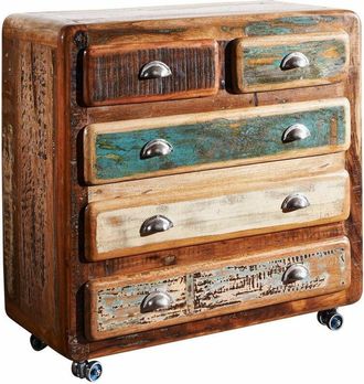 Massivmoebel24 freezy 36 Comò in legno riciclato - laccato / multicolore 90x40x90