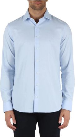 Michael Kors Slim Dobby Overhemd - Heren - Casual Overhemden - Blauw - S - Katoen - Overhemden