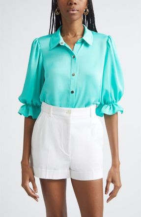 Ramy Brook Dina Matte Satin Bodysuit in Jade at Nordstrom, Size Xx-Large