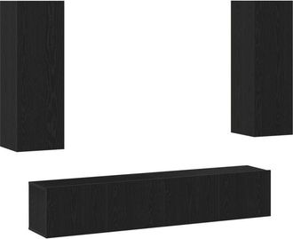 vidaXL Vidaxl - 4 Piece tv Cabinet Set Wall-mounted Black Oak Engineered Wood