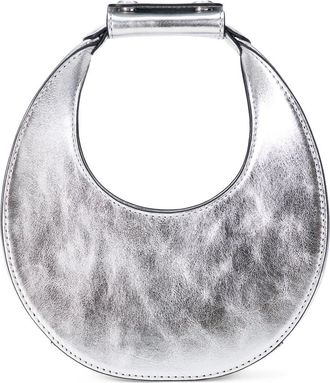 Staud Good Night Moon Leather Top Handle Bag in Silver at Nordstrom
