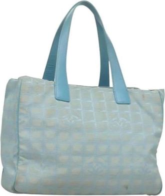 Chanel Pre-owned Tote Bags, female, Blue, Size: ONE SIZE Pre-owned Vintage Nylon Tote Bag